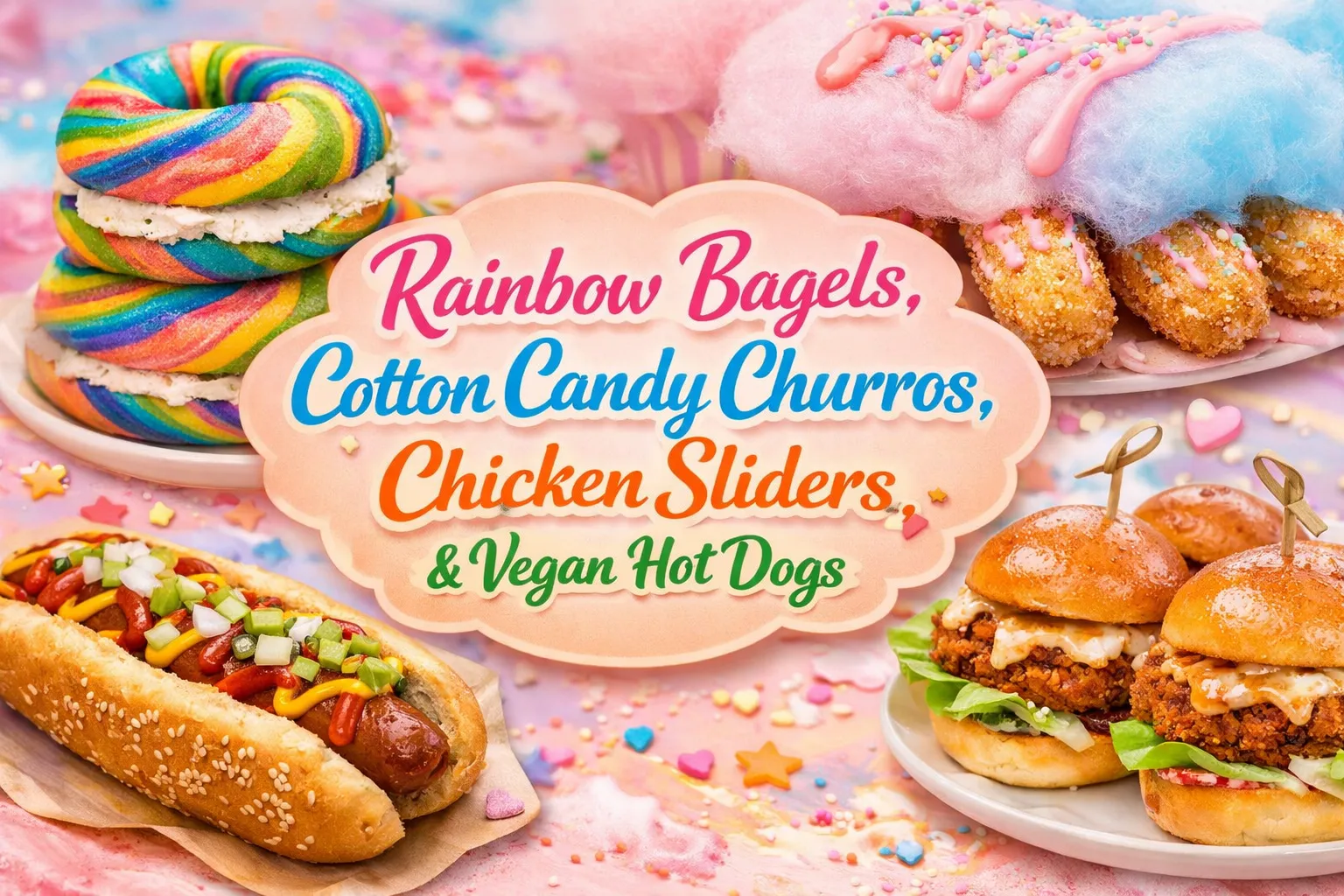 Knot Churros Rainbow Bagels