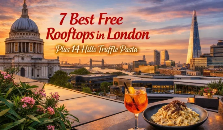 London rooftop sunset with cocktails