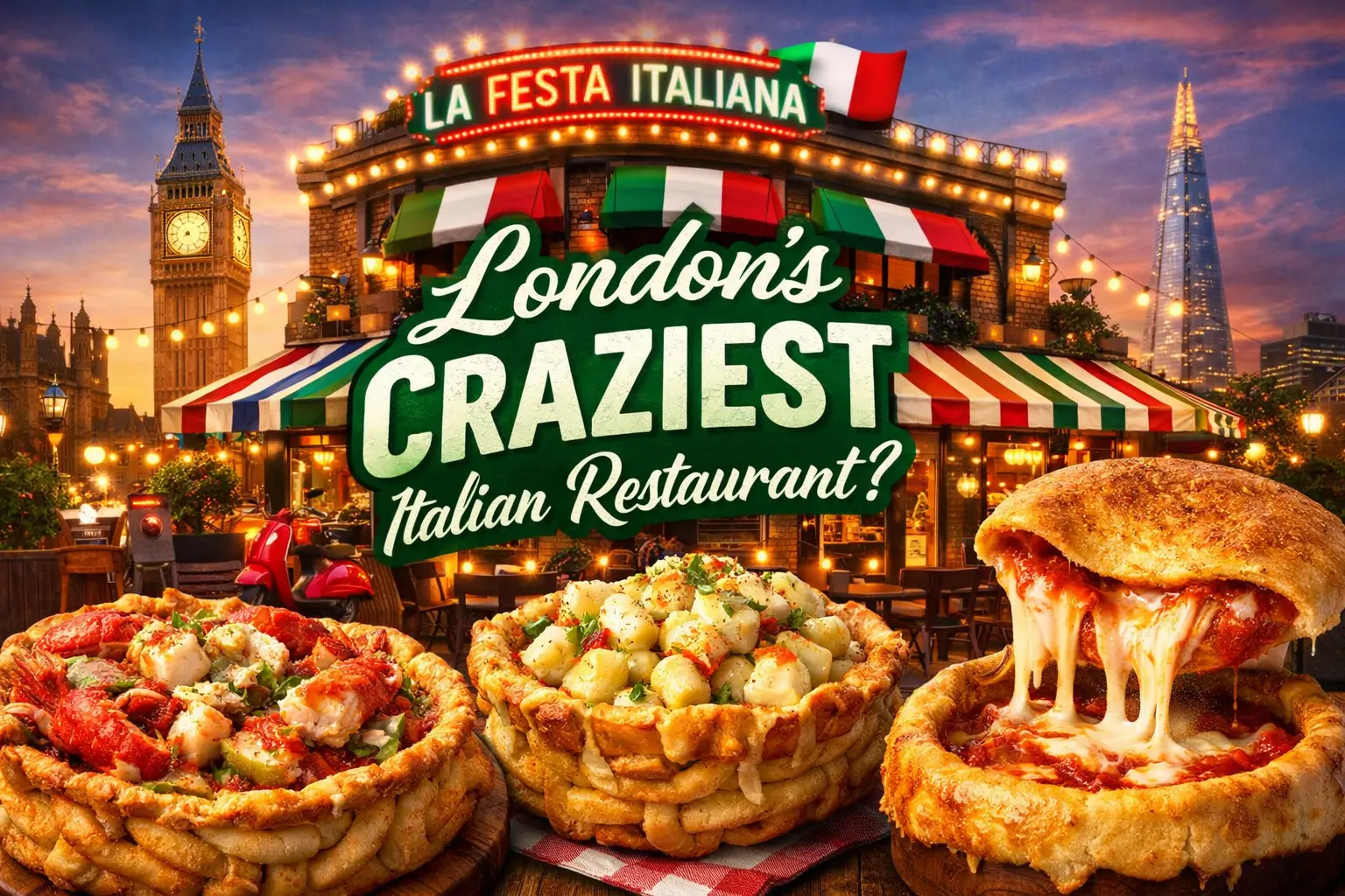 London’s Italian restaurant at twilight