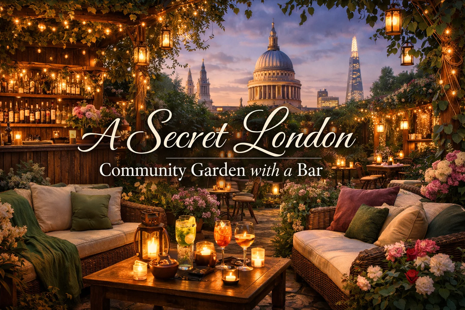 A secret london community garden with a bar