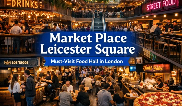 A digital photograph showcases market place leices