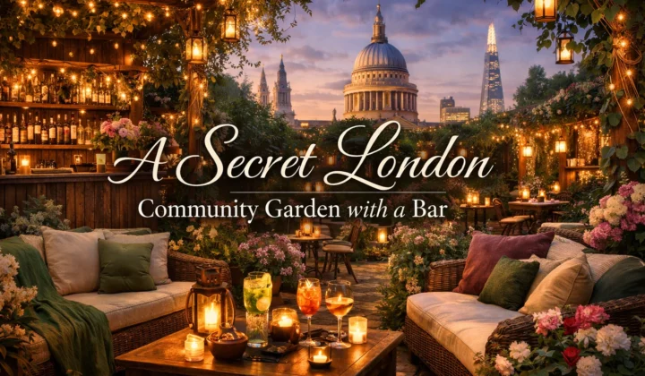 A secret london community garden with a bar